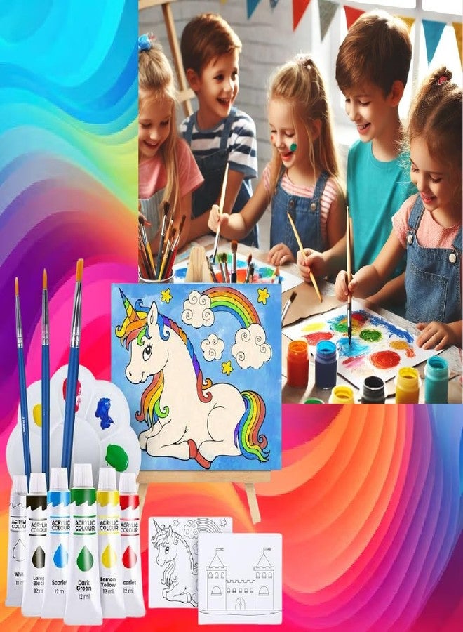 7 Colours Decors مجموعة الرسم على القماش من 7 ألوان ديكور | لوحة رسم قماشية بخطوط خارجية للأطفال والكبار والأزواج | مثالية لأعياد الميلاد والمناسبات (8 × 10 بوصات) (قطة) - Image 2